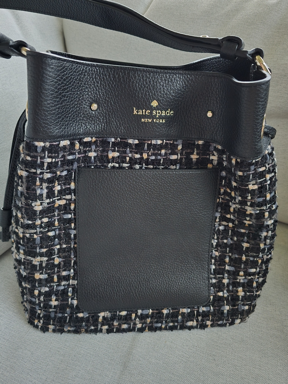 kate spade Marti Black Tweed Bucket Bag
